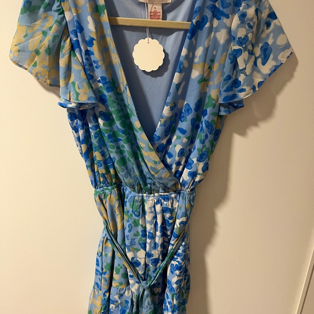 Floral Blue and Green Women’s Romper